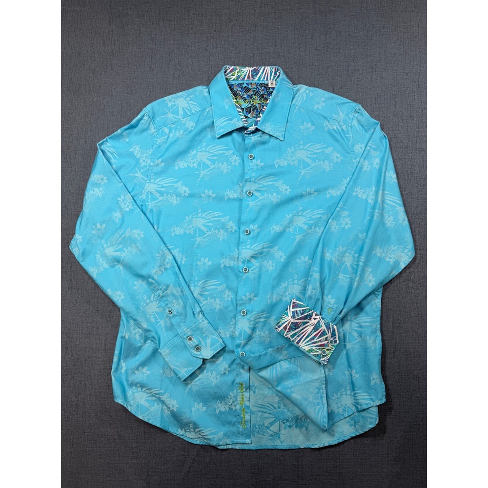 Robert Graham Mens XL Classic Fit Blue Floral Long Sleeve Button Down Shirt
